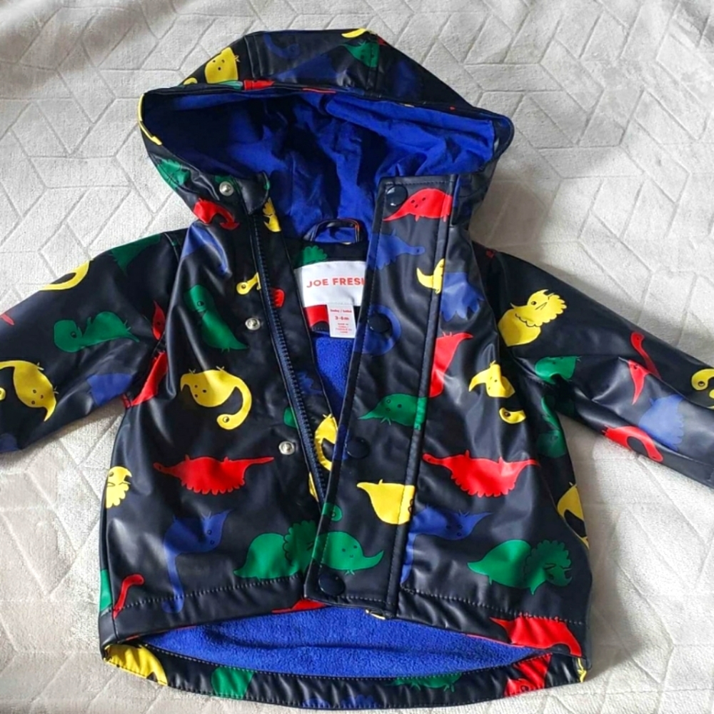 Baby Boy Dinosaur  Lined Rain Jacket 3-6 months